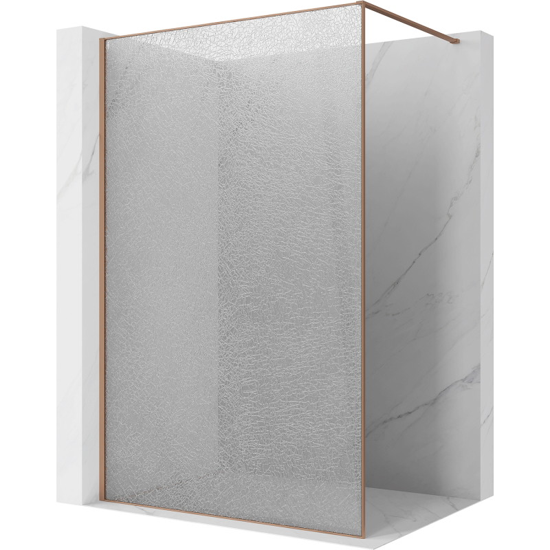 Mexen Kioto paroi de douche Walk-in 160 x 200 cm, crackle transparent 12 mm, cuivre brossé - 800-160-101-65-04-X