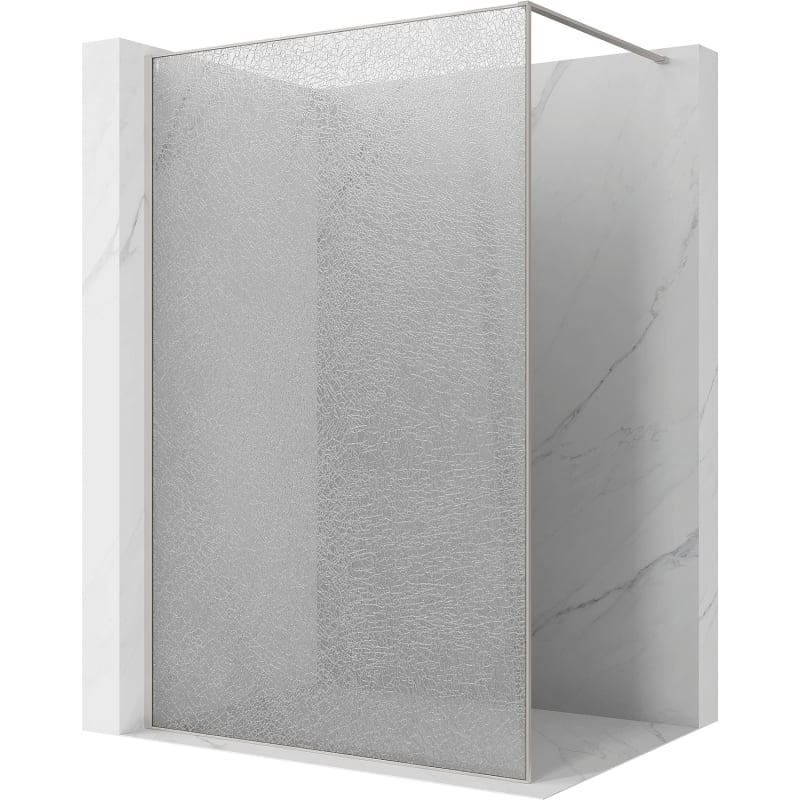 Mexen Kioto paroi de douche Walk-in 150 x 200 cm, crackle transparent 12 mm, nickel brossé - 800-150-101-97-04-X