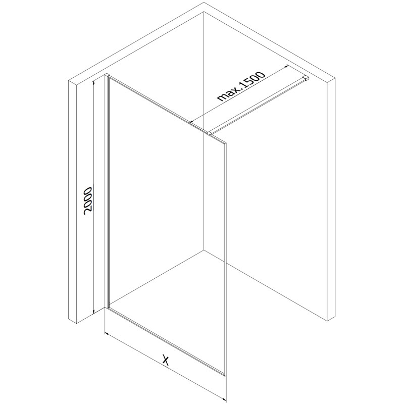 Mexen Kioto paroi de douche Walk-in 130 x 200 cm, crackle graphite 12 mm, chrome - 800-130-101-01-44-X