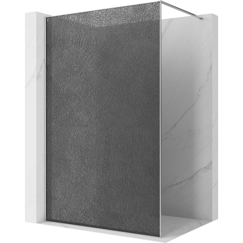 Mexen Kioto paroi de douche Walk-in 130 x 200 cm, crackle graphite 12 mm, chrome - 800-130-101-01-44-X