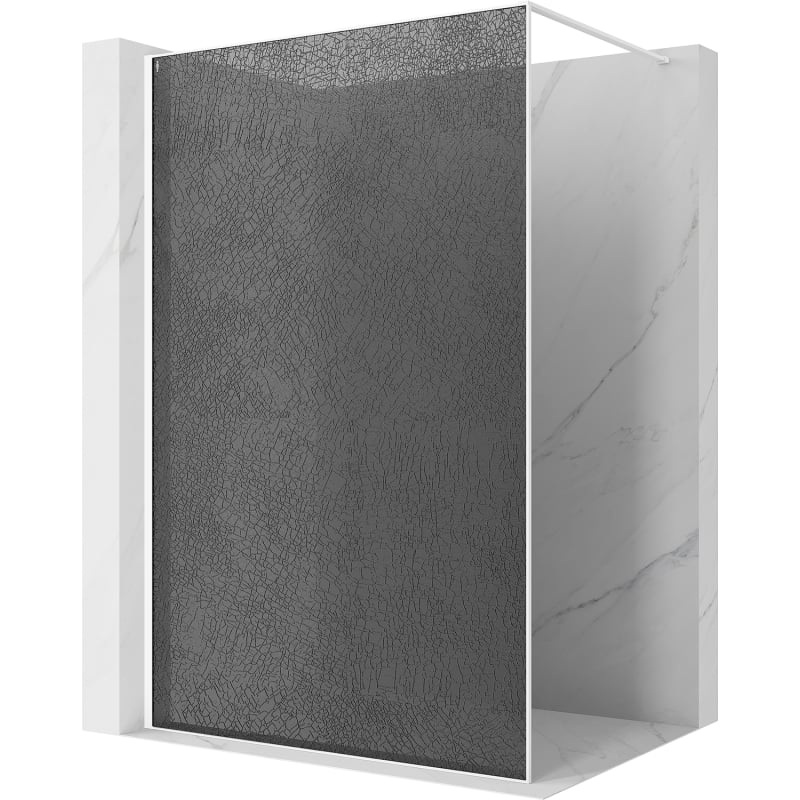 Mexen Kioto paroi de douche Walk-in 70 x 200 cm, crackle graphite 12 mm, blanc - 800-070-101-20-44-X