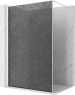 Mexen Kioto paroi de douche Walk-in 140 x 200 cm, crackle graphite 12 mm, blanche - 800-140-101-20-44-X