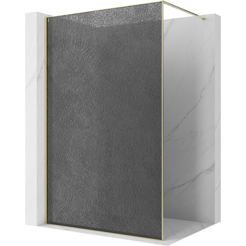 Mexen Kioto paroi de douche Walk-in 70 x 200 cm, crackle graphite 12 mm, dorée - 800-070-101-50-44-X