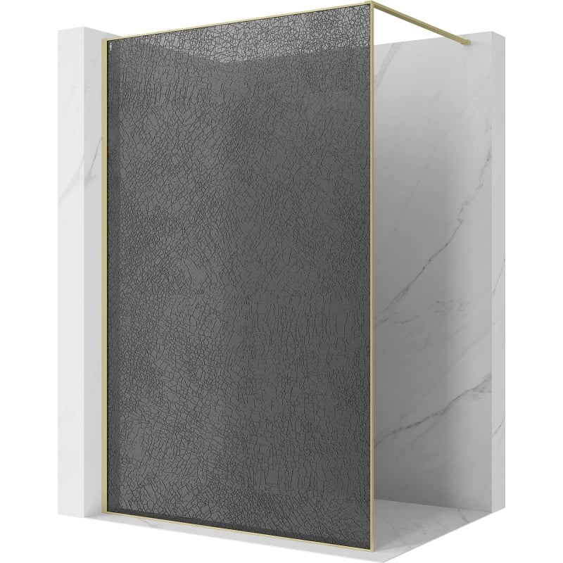 Mexen Kioto paroi de douche Walk-in 110 x 200 cm, crackle graphite 12 mm, or brossé - 800-110-101-55-44-X