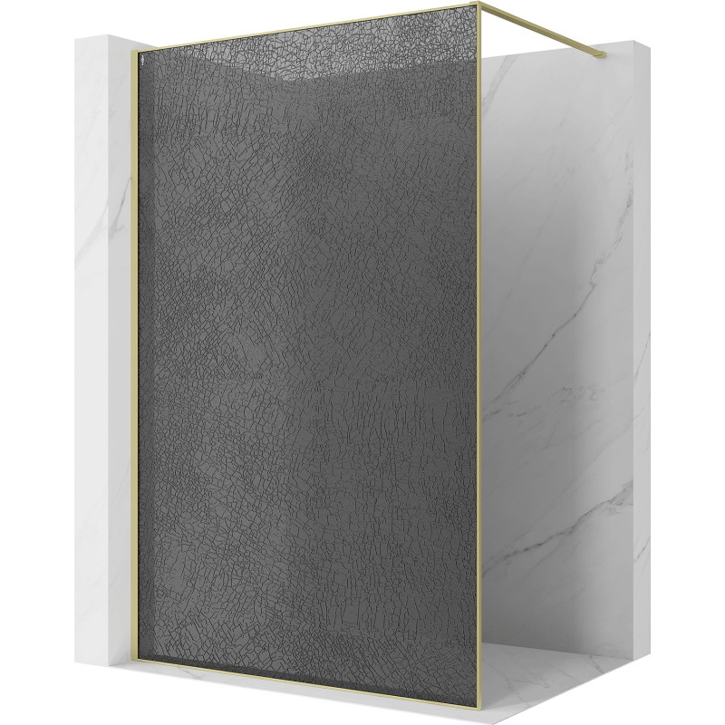 Mexen Kioto paroi de douche Walk-in 120 x 200 cm, crackle graphite 12 mm, or brossé - 800-120-101-55-44-X