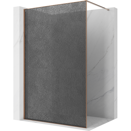 Mexen Kioto paroi de douche Walk-in 80 x 200 cm, crackle graphite 12 mm, or rose - 800-080-101-60-44-X