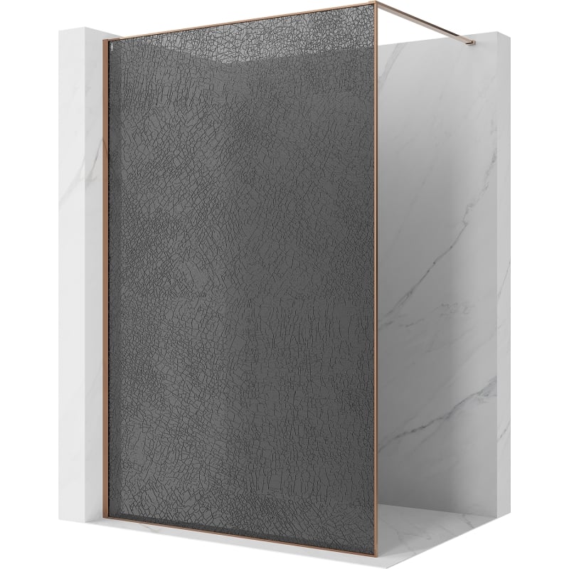 Mexen Kioto paroi de douche Walk-in 130 x 200 cm, crackle graphite 12 mm, or rose - 800-130-101-60-44-X