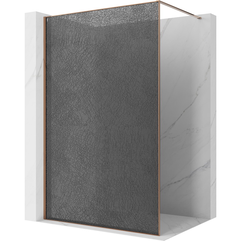 Mexen Kioto paroi de douche Walk-in 160 x 200 cm, crackle graphite 12 mm, or rose - 800-160-101-60-44-X