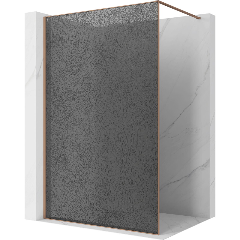 Mexen Kioto paroi de douche Walk-in 110 x 200 cm, crackle graphite 12 mm, cuivre brossé - 800-110-101-65-44-X