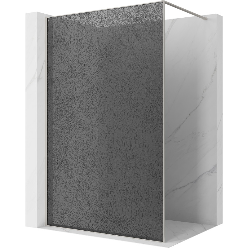 Mexen Kioto paroi de douche Walk-in 90 x 200 cm, crackle graphite 12 mm, nickel brossé - 800-090-101-97-44-X