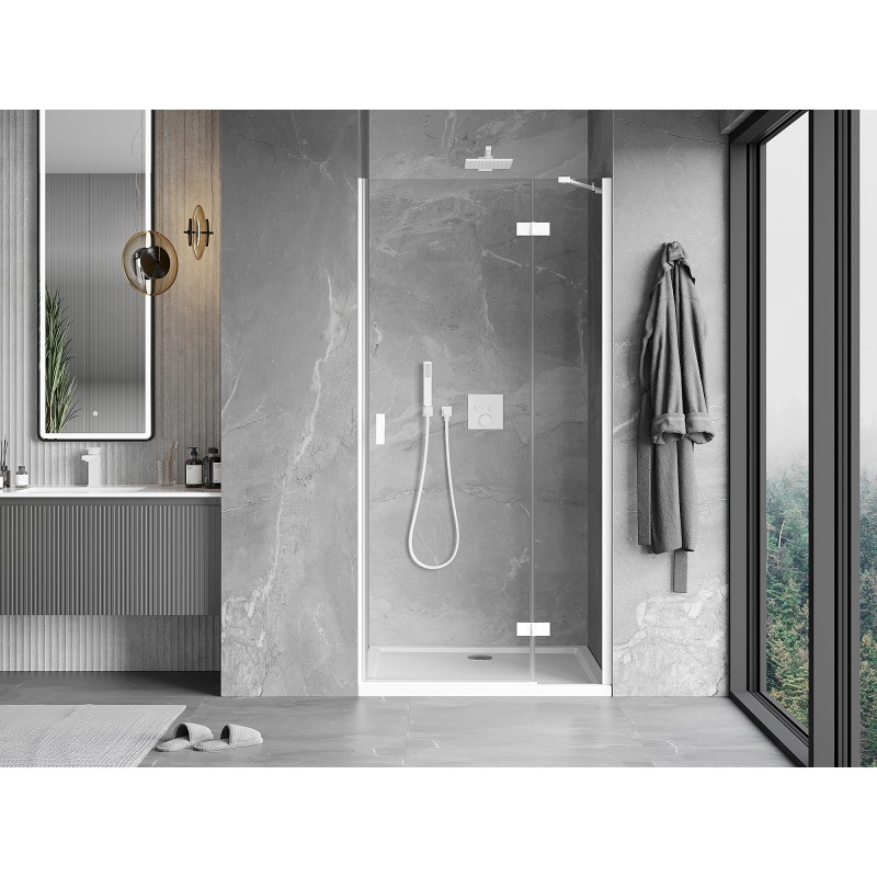 Mexen Mist-H porte de douche pivotante droite 75 cm, transparente, blanche - 8A5-075-000-20-00-P