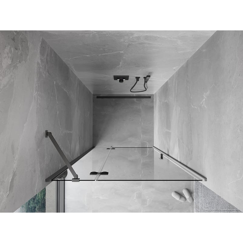 Mexen Mist-H porte de douche pivotante gauche 115 cm, transparente, métal gun - 8A5-115-000-95-00-L