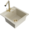 Mexen Vito évier en granit à 1 bac avec robinet de cuisine Duero, beige - 6503-69-671600-50