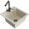 Mexen Vito évier en granit 1 bac avec robinet de cuisine Duero, beige - 6503-69-671600-70