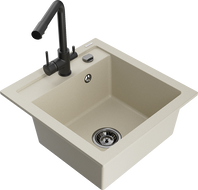 Mexen Vito évier de cuisine en granit 1 bac avec robinet Duero, beige - 6503-69-671600-70