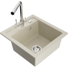 Mexen Vito évier en granit 1 bac avec robinet de cuisine Duero, beige - 6503-69-671600-00