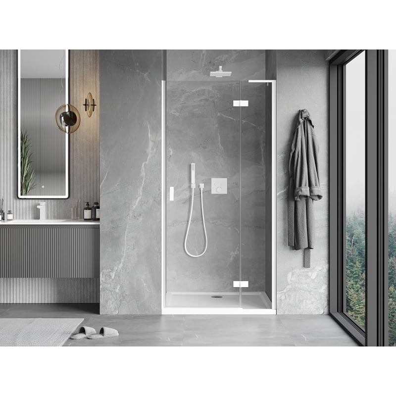 Mexen Mist-H L porte de douche pivotante droite 105 cm, transparente, blanche - 8A5L-105-000-20-00-P