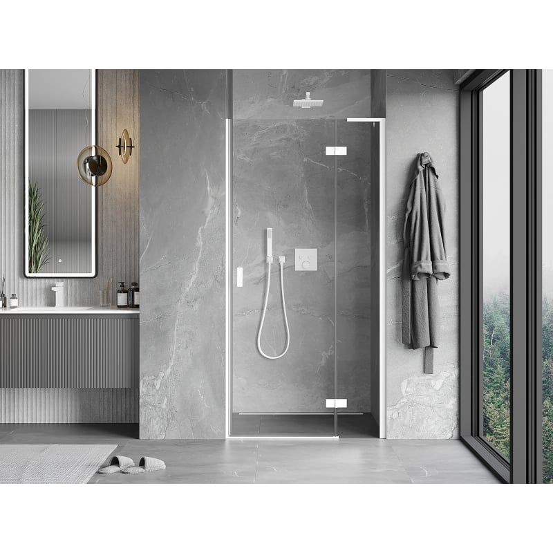 Mexen Mist-H L porte de douche pivotante droite 110 cm, transparente, blanche - 8A5L-110-000-20-00-P