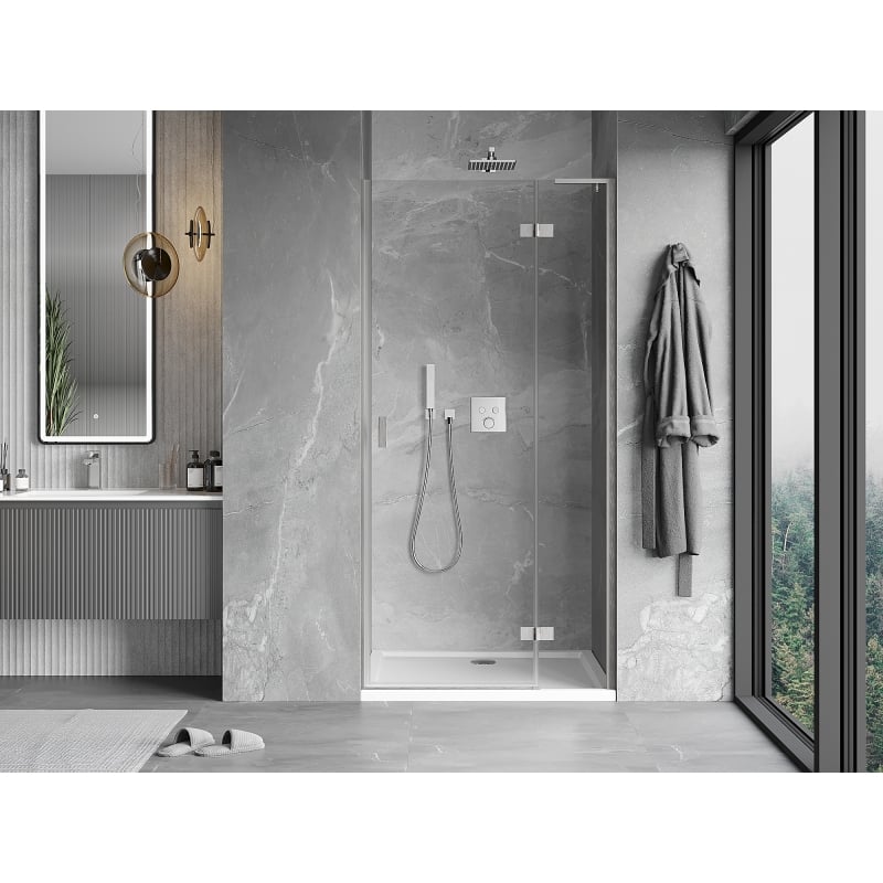 Mexen Mist-H L porte de douche pivotante droite 75 cm, transparent, nickel brossé - 8A5L-075-000-97-00-P