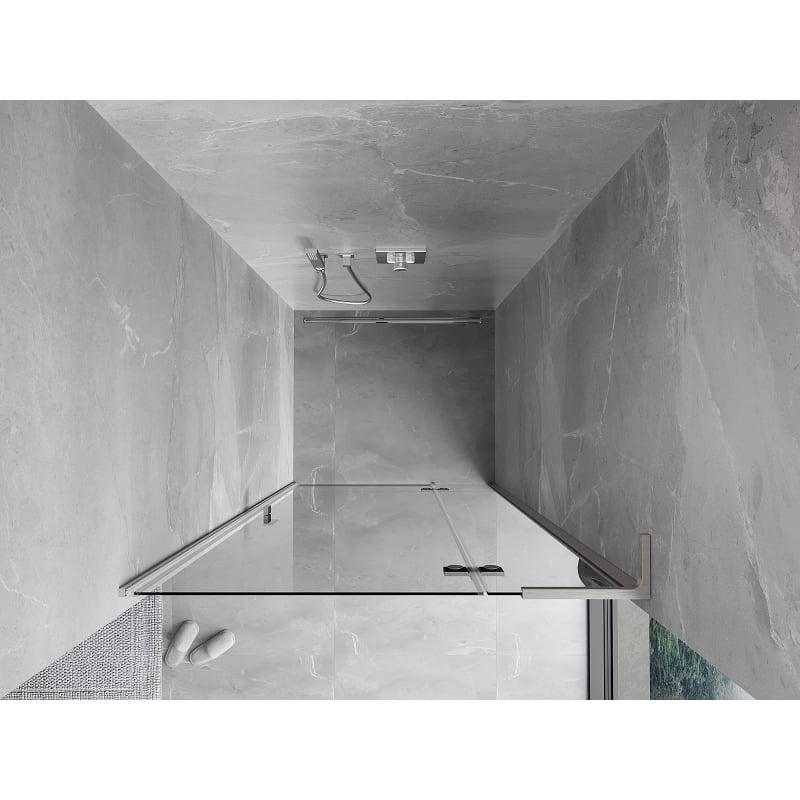 Mexen Mist-H L porte de douche pivotante droite 80 cm, transparent, nickel brossé - 8A5L-080-000-97-00-P