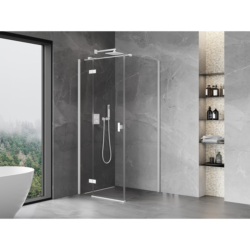 Mexen Mist-H T cabine de douche pivotante gauche 85 x 85 cm, transparente, blanche - 8A5T-085-085-20-00-L