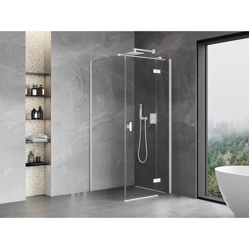 Mexen Mist-H T cabine de douche battante à droite 85 x 85 cm, transparent, blanc - 8A5T-085-085-20-00-P