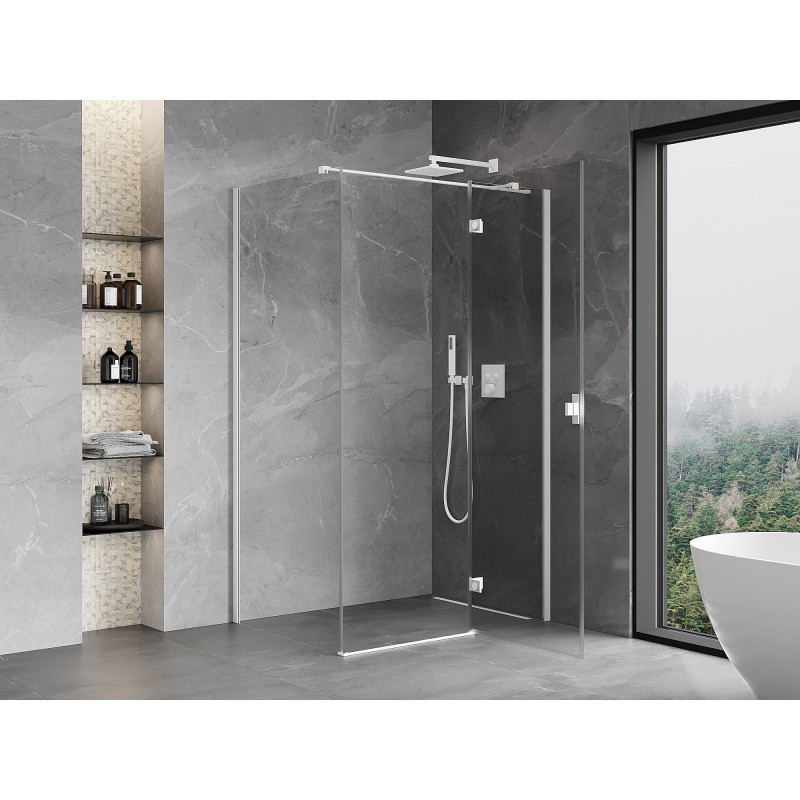 Mexen Mist-H T cabine de douche battante droite 100 x 110 cm, transparent, blanche - 8A5T-100-110-20-00-P