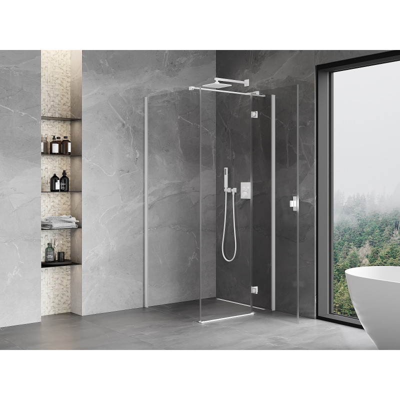 Mexen Mist-H T cabine de douche pivotante droite 110 x 110 cm, transparente, blanche - 8A5T-110-110-20-00-P