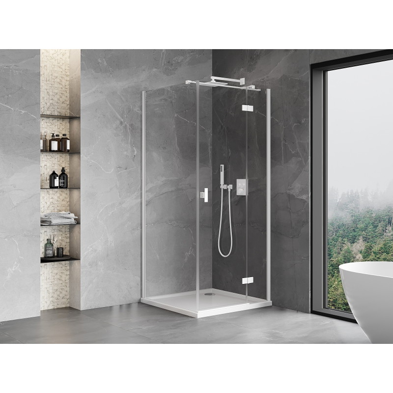 Mexen Mist-H T cabine de douche pivotante droite 120 x 120 cm, transparent, blanc - 8A5T-120-120-20-00-P