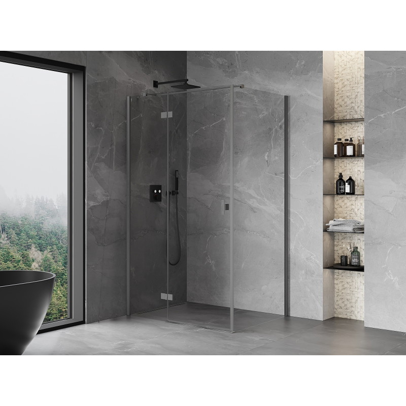 Mexen Mist-H T cabine de douche pivotante gauche 90 x 70 cm, transparent, gun gray brossé - 8A5T-090-070-66-00-L