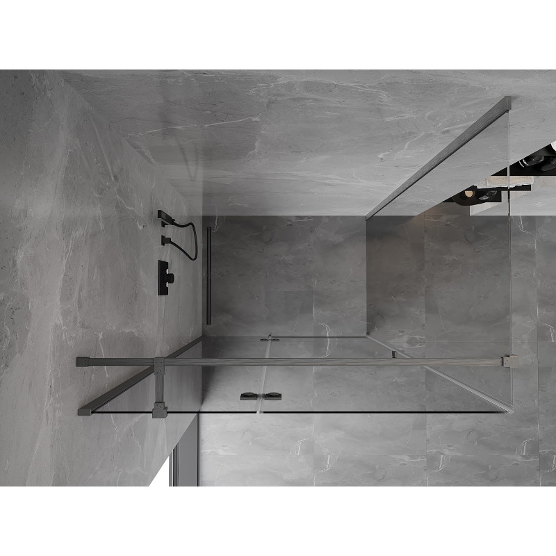 Mexen Mist-H T cabine de douche pivotante gauche 90 x 70 cm, transparent, gun gray brossé - 8A5T-090-070-66-00-L