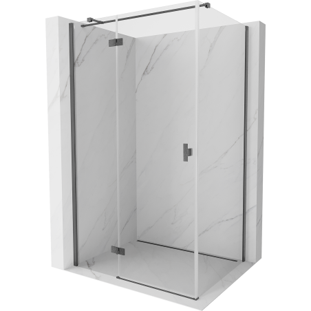 Mexen Mist-H T cabine de douche pivotante gauche 90 x 70 cm, transparent, gun gray brossé - 8A5T-090-070-66-00-L