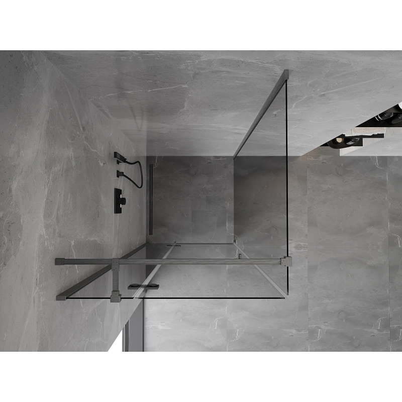 Mexen Mist-H T cabine de douche pivotante gauche 75 x 75 cm, transparent, gris pistolet brossé - 8A5T-075-075-66-00-L