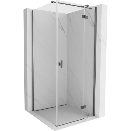 Mexen Mist-H T cabine de douche pivotante droite 100 x 100 cm, transparent, gris canon brossé - 8A5T-100-100-66-00-P