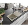 Mexen Pablo évier en granit 1 cuve avec égouttoir et robinet de cuisine Telma, beige - 6510-69-670200-70