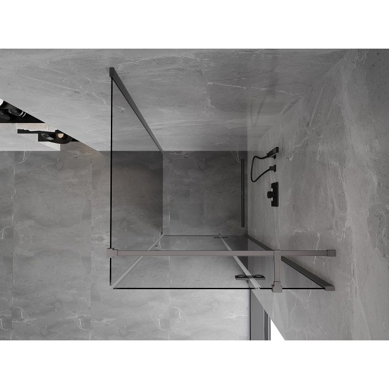 Mexen Mist-H T cabine de douche pivotante droite 70 x 70 cm, transparent, métal gun - 8A5T-070-070-95-00-P