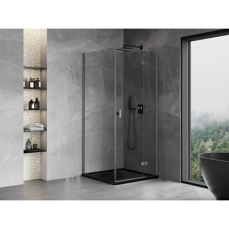 Mexen Mist-H T cabine de douche pivotante droite 80 x 80 cm, transparent, métal gun - 8A5T-080-080-95-00-P