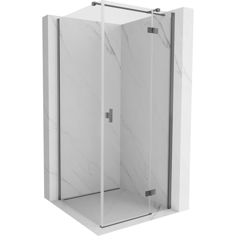 Mexen Mist-H T cabine de douche pivotante droite 80 x 80 cm, transparent, métal gun - 8A5T-080-080-95-00-P
