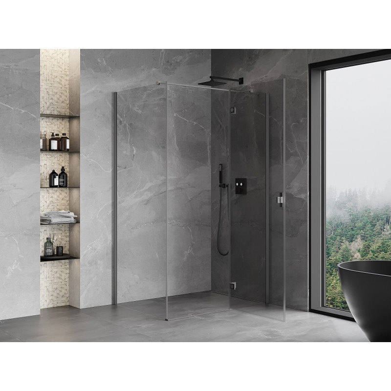 Mexen Mist-H T cabine de douche pivotante droite 90 x 80 cm, transparent, gun metal - 8A5T-090-080-95-00-P