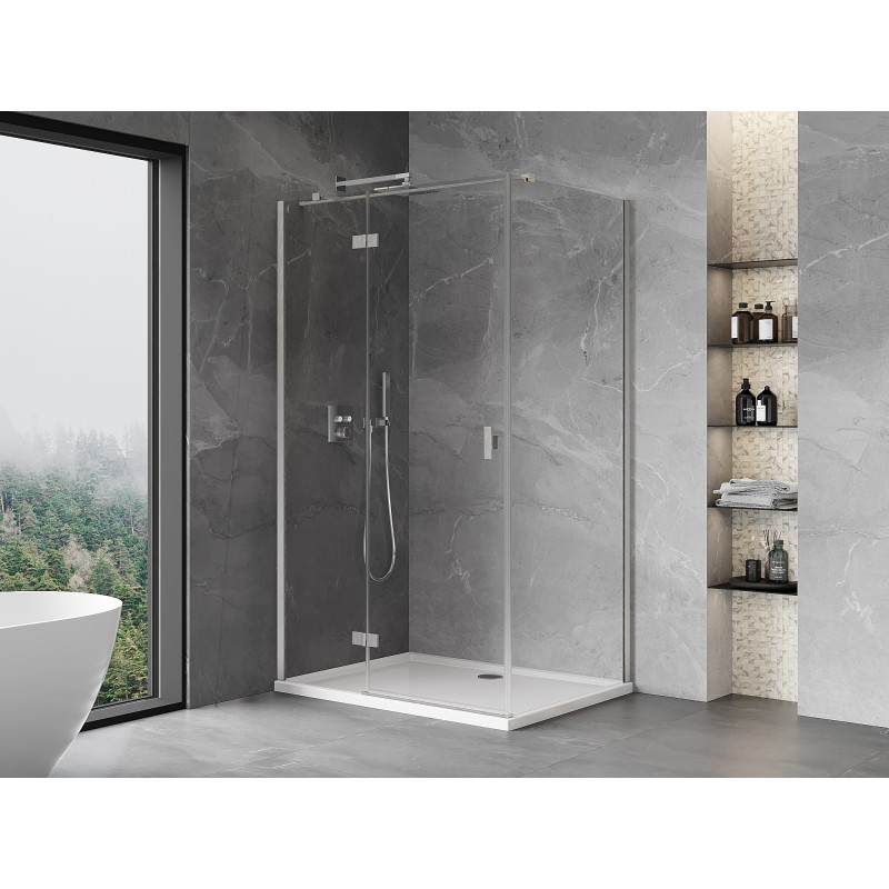 Mexen Mist-H T cabine de douche pivotante gauche 85 x 90 cm, transparent, nickel brossé - 8A5T-085-090-97-00-L