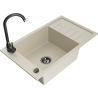 Mexen Elias Évier de cuisine en granit 1-bassin avec égouttoir et robinet Telma, beige - 6511-69-670200-70