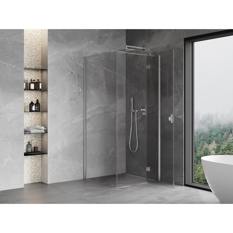 Mexen Mist-H T cabine de douche pivotante à droite 85 x 85 cm, transparent, nickel brossé - 8A5T-085-085-97-00-P