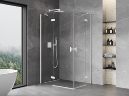 Mexen Mist-H Duo cabine de douche pivotante gauche 90 x 75 cm, transparent, blanc - 8A5-090L-075P-20-00