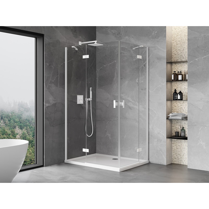 Mexen Mist-H Duo cabine de douche pivotante gauche 110 x 90 cm, transparent, blanc - 8A5-110L-090P-20-00