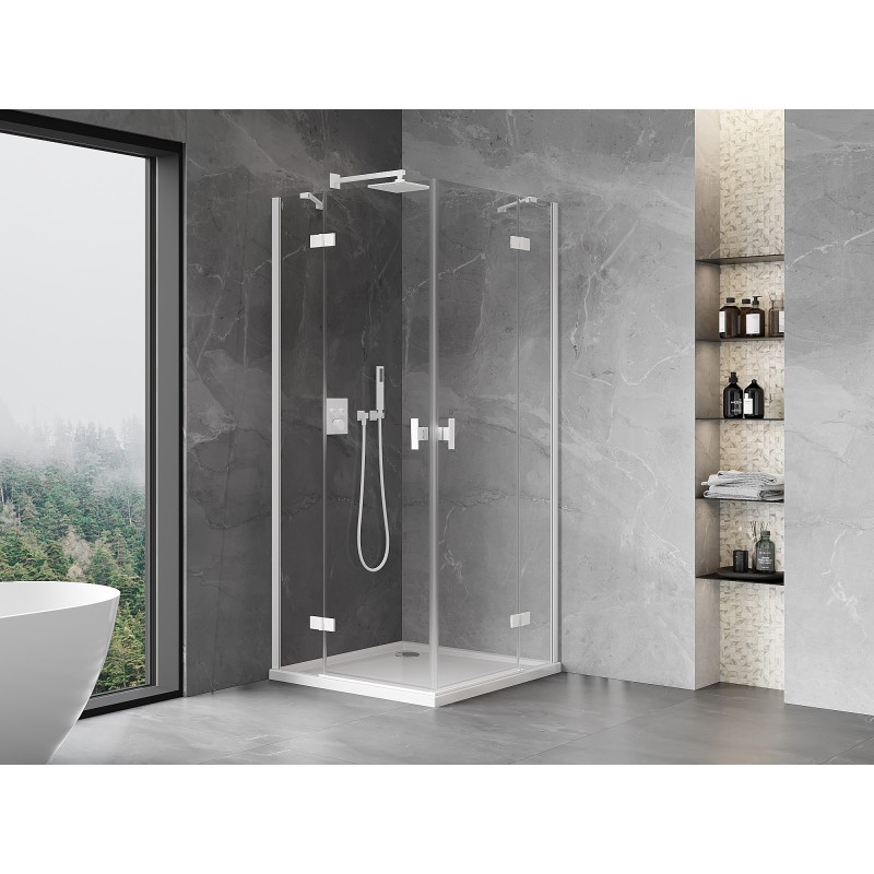 Mexen Mist-H Duo cabine de douche à charnière 105 x 105 cm, transparent, blanc - 8A5-105L-105P-20-00