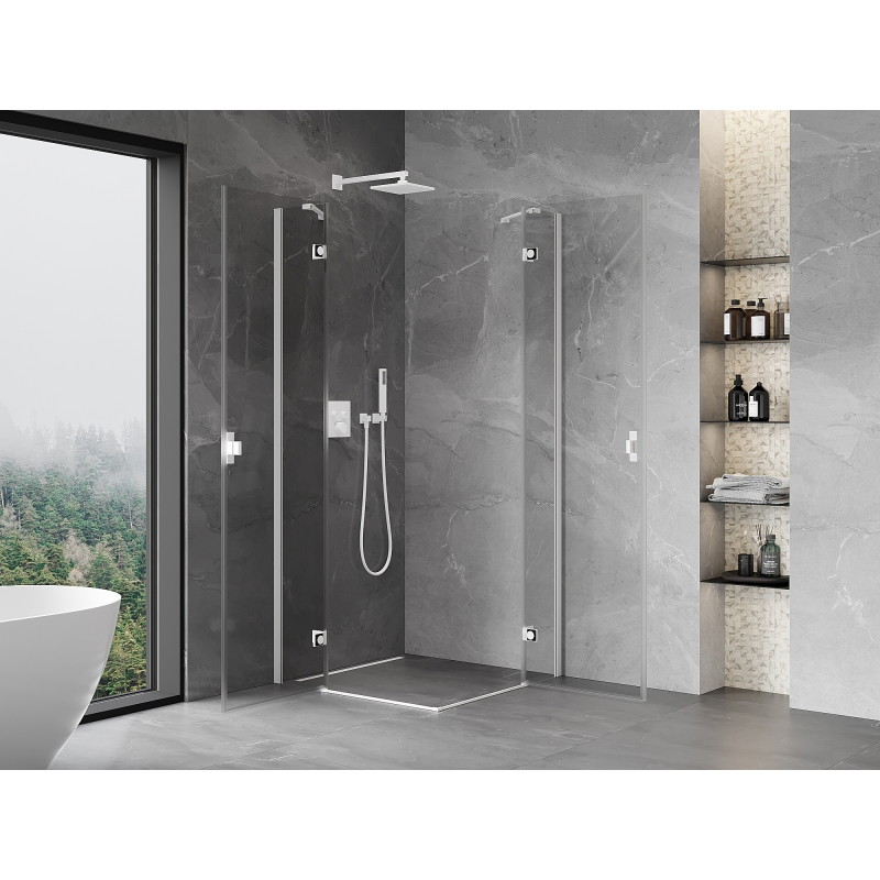 Mexen Mist-H Duo cabine de douche à charnière 105 x 105 cm, transparent, blanc - 8A5-105L-105P-20-00