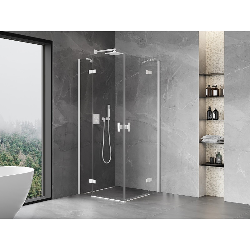 Mexen Mist-H Duo cabine de douche à charnière 105 x 105 cm, transparent, blanc - 8A5-105L-105P-20-00