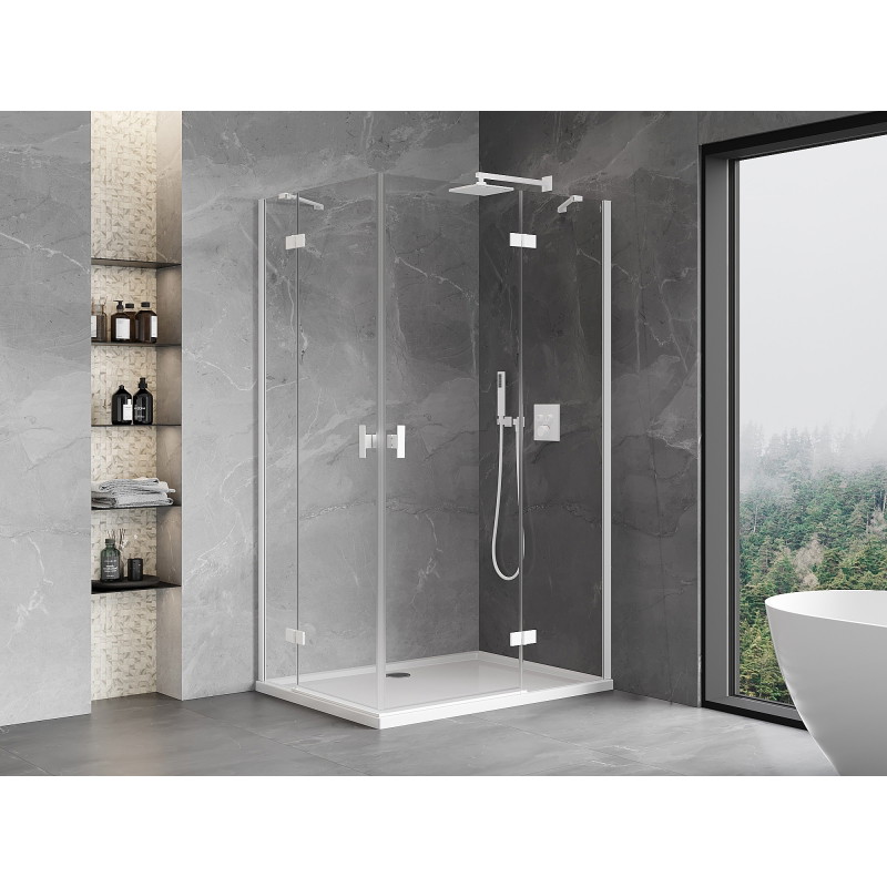 Mexen Mist-H Cabine de douche duo à charnières droite 80 x 110 cm, transparente, blanche - 8A5-080L-110P-20-00
