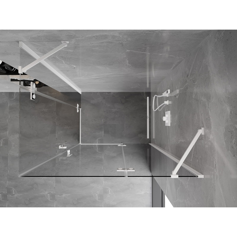Mexen Mist-H Cabine de douche duo à charnières droite 80 x 110 cm, transparente, blanche - 8A5-080L-110P-20-00