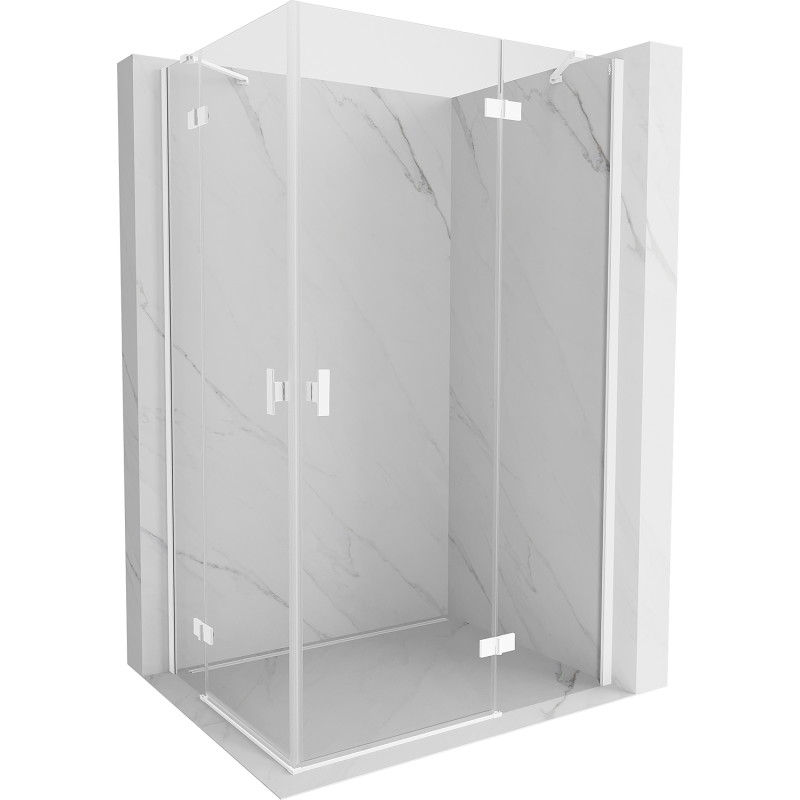 Mexen Mist-H Cabine de douche duo à charnières droite 80 x 110 cm, transparente, blanche - 8A5-080L-110P-20-00